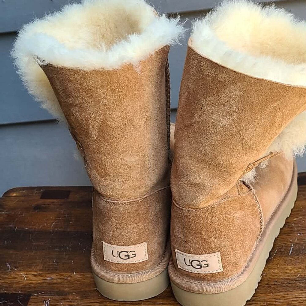 UGG Chestnut Suede Shearling Bailey Button Boots … - image 2